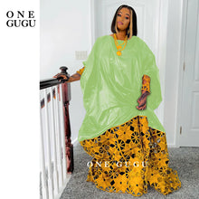 Gold and White African Bazin Rich Dress Robe For Noble Lady Wedding Party Gown White Nigerian Dashiki Robe Long Sleeves Dresses
