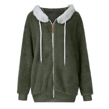 Women's Winter Fashionable Hooded Fleece Solid Color Jacket