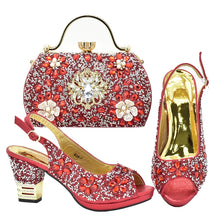 Italian Shoes and Bags Matching Set with Rhinestone Plus Size Shoes Luxury Italian Shoe and Bag Set 2025 Wedding Shoes Bride