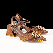 QSGFC High-end Women's Shoes with Diamond Oval Stand Bag Popular in Nigeria Women's High Heels for Special Day