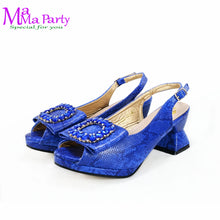 2025 Autumn New Design Specials Italian Women Shoes and Bag Set Comfortable Mid Heels With Rhinestone in Yellow Color