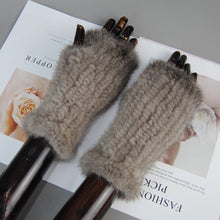 2025 New Brand Style Top Quality Women's 100% Winter Warm Real Mink Fur Knitted Half Finger Gloves Girls Typing Mittens