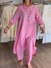 2024 Europe and the United States cross-border summer new, pure color casual long-sleeved cotton and linen suit women
