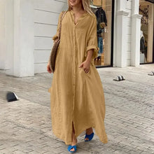 2024 Spring Cotton Linen Oversize Women Dress Long White Button Loose Dresses Female New Casual Trendy Elegant Ladies Clothes