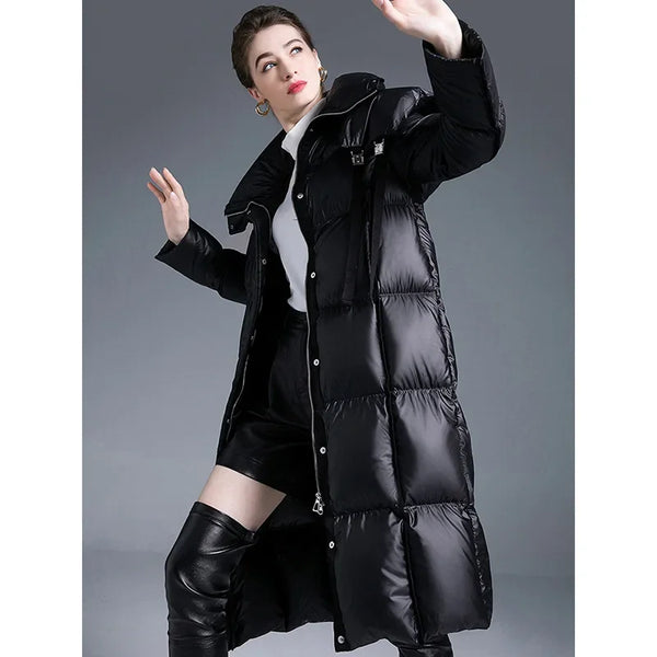 Women's Winter High End Down Jackets Thick Warm Long Coat