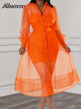 Mlaiscsr African Party Women Elegant Strap Mini Dress and Single Breasted Mesh Shirts Dress 2 Pieces Sets Beach Summer Vestidos