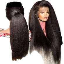 Kinky Straight 13x6 HD Lace Invisible Drawstring Strap 360 Full Lace Glue less Wig Human Hair