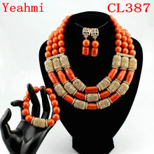 Fashion African Jewelry Set Nigerian Wedding Orange Coral Jewelry Set for Bride