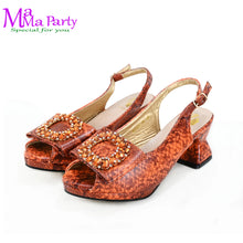 2025 Autumn New Design Specials Italian Women Shoes and Bag Set Comfortable Mid Heels With Rhinestone in Yellow Color