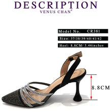 Venus Chan Shoes for Women 2023 Pointed Toe Black Heels Rhinestone Chain Party Sandals Italian Shoes and Bags Matching Set 2023