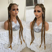 Synthetic Lace Front Wig Braided Wigs With Baby Hair 32 Inches 4 Twist Cornrow Braids Cosplay DIY Wig Synthetic Crochet Braids