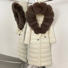 Real Fox Fur Collar Puffer Jacket Duck Down Thuck Coat For Women