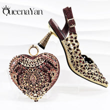 QSGFC New Shoes and Bags Matching Set 2024 Nigerian Women Heel Party for Women Fuchsia Colour Italian Design Wedding INS Design