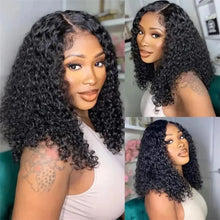 Short Bob Cut Black Color Deep Curly 13X4 HD Lace Front Wigs Synthetic Wig Preplucked With Baby Hair Bleached Knots Glueless Wig