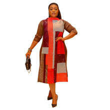 2023 Fashion African 3/4 Sleeve Polyester Plus Size O-Neck Pleated Long Dress Dashiki African Clothes African Dresses for Women