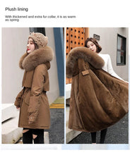 Women's Long Fashionable Hooded Winter Fur Collar Jacket