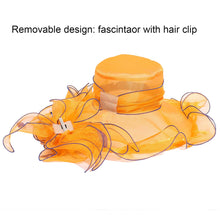 Women's Fascinators Organza Sun Hats Wide Brim Wedding Bride Tea Party Church Fedoras Hat