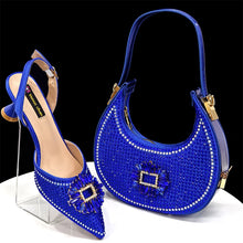 2025 Nigerian Women's Party Shoes and Bags Medium Heel Pointed Toe Elegant Party Footwear With Matching Color Handbag for Women