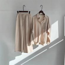Women's Retro Cotton Linen Shirt Set High Waist Loose Pants Two Piece Suit Traditional Chinese Style Clothing Ensemble