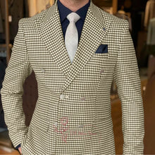 Men's classy jacket in white vintage houndstooth pattern peak lapel custom daily wear for birthday wedding prom Carnaval party