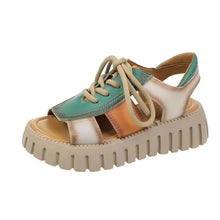 2024 New Lace-up Summer Fish Mouth Sandals Premium PU Spell Color Roman Shoes Woman Sandals Platform Wedges Increase Sandals
