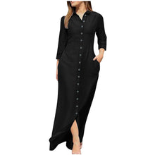 Elegant Long Dress For Women Spring Autumn Long Sleeve Solid Color Cotton And Linen Shirt Dresses Casual Button Dress Robe Femme