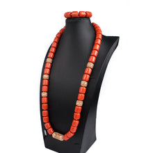 32 inches Long Orange Beads African Jewelry Set Women Bridal Party Costume Necklace Jewelry Set