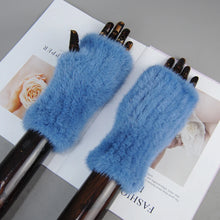 2025 New Brand Style Top Quality Women's 100% Winter Warm Real Mink Fur Knitted Half Finger Gloves Girls Typing Mittens