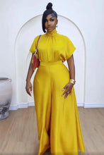 African Fashion 2024 New in Women Two 2 Piece Sets Outfit Soft Satin Lace Up Top and Wide Leg Pants Set Matching Set