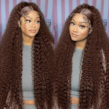 250% 30 36 inch Chocolate Brown Kinky Curly 13x4 Hd Lace Front Wig Human Hair Brazilian Colored 13x6 Lace Frontal Water Wig Wear