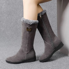 Warm High Fur Boots Women Winter Chunky Mid-calf Boots