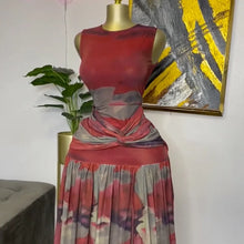 CM.YAYA Elegant Women Print Sleeveless Sweet O-neck Floor-Length Long Dress 2025 Beach Party Birthday Sexy Split Pleated Dresses