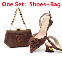 Ladies Shoe and Bag Set Latest Designers Luxury Italian Party Shoes and Bag Set for Women Rhinestone Wedding Bride Shoes Woman