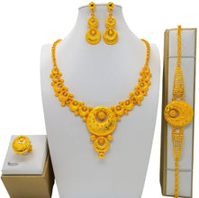 New Bridal Jewelry Set Dubai Necklace Earrings For Women Wedding 24k Gold Plated African Jwellery Bridesmaid Party Gift