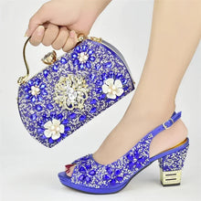 Italian Shoes and Bags Matching Set with Rhinestone Plus Size Shoes Luxury Italian Shoe and Bag Set 2025 Wedding Shoes Bride