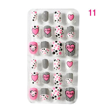 24Pcs/Set Kids Candy Flower Cute Fake Nails Detachable Full Cover False Nails Press On Nails Children Girls Nail Decoration Gift