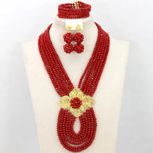 New African Jewelry Set Orange Nigerian Wedding African Beads Jewelry Set Crystal New Bridal Jewelry Set   ABS065