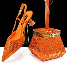 Nigeria Fashion Rhinestone-encrusted Ladies Party Shoes And Special bag High Heels And Dual Purpose Mini Bag Women's Shoes