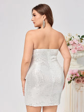 Plus Size Women's Evening Dress Strapless Solid Color Sexy Side Slit Beaded Backless Gown European And American Foreign Trade