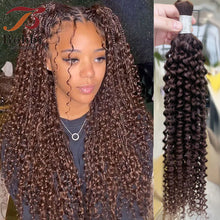 Brown 100% Human Hair Bulk for Braiding 16-24 inch Remy Hair Jerry Curly Boho Braids Hair Bulk Extension Bobbi Hair