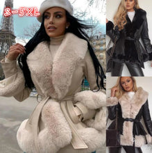 Women's Casual Warm imitation Rabbit Hair Patchwork Leather Jacket