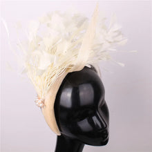Fashion Wedding Bride Headband Headwear Fancy Feather Hair Band Millinery Hair Accessories With Peals Decor Hair Accessories