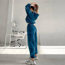 Hoodies Suit Winter Autumn Solid Casual Tracksuit Women Fleece 2 Pieces Set Sports Sweatshirts Pullover Jogger Sweatpants Outfit