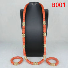 High Quality 2 Layers Artificial Coral Bead African Wedding Jewelry Set Women Necklace Nigeria Bride Party Gift