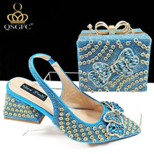 QSGFC Italian Design Clutch Dual Use Full Diamond High Heels Exquisite Gift-Box  And High Heels For Party Women Shoes