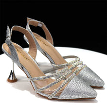 Venus Chan Shoes for Women 2023 Pointed Toe Black Heels Rhinestone Chain Party Sandals Italian Shoes and Bags Matching Set 2023