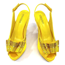 2024 High Quality Yellow Color Fish Beaked Toe Cap Thin Heels Ladies Shoes Matching Bag Set For Women Wedding Party Pump