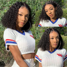 Wear And Go Glueless Wig Short Kinky Curly Bob Frontal Wig 12A Malaysian Lace Front Human Hair Wigs Wet And Wavy Water Wave Wig