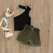 1-5 Years Infant Girl Casual Set Tanks Tops + Shorts + Waist Bag Pockets Decoration Casual Style Girls Summer Clothing Set