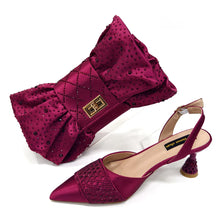 Women's Italian Party Shoes and Bag Set With Elegant Diamond Butterfly